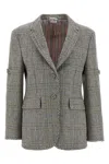 Thom Browne Prince Of Wales Blazer In Gray