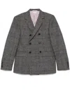 Thom Browne Prince Of Wales-check Blazer In Gray