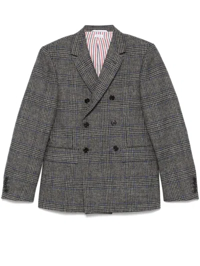 Thom Browne Prince Of Wales-check Blazer In Gray