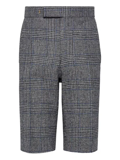 Thom Browne Prince Of Wales Check Shorts In Gray