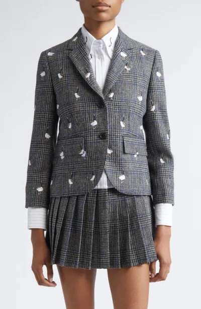 THOM BROWNE THOM BROWNE PRINCE OF WALES HUNTING GOOSE FIT 3 HIGH ARMHOLE WOOL TWEED SPORT COAT