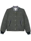 Thom Browne Padded Houndstooth Jacket With Grosgrain Tab In Green