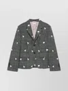 Thom Browne Prince Of Wales Hunting Goose Fit 3 High Armhole Wool Tweed Sport Coat In Black