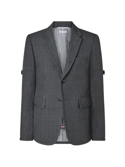 Thom Browne Prince Of Wales-check Wool Sportcoat In Gray