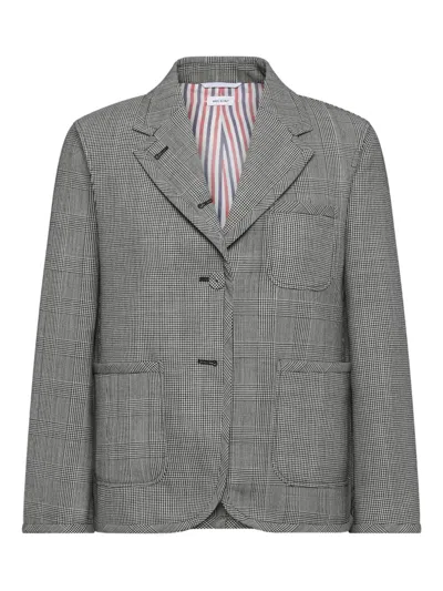 Thom Browne Prince Of Whales Cropped Blazer In Gray