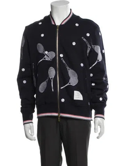 Pre-owned Thom Browne Printed Bomber Jacket In Blue