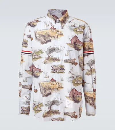 Thom Browne Printed Cotton Shirt In White