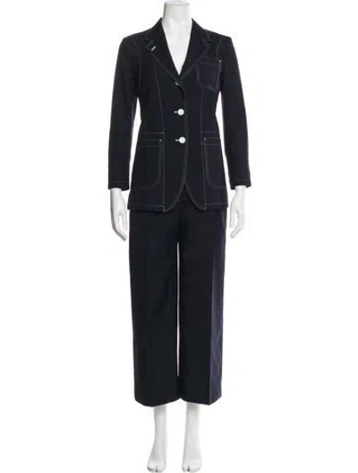 Pre-owned Thom Browne Printed Grosgrain Trim Pantsuit W/ Tags In Blue