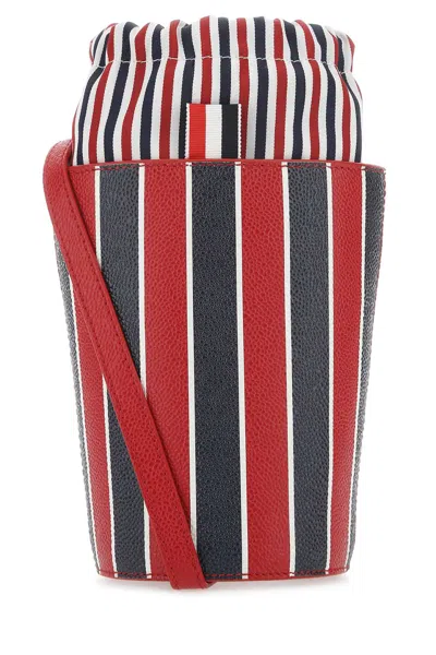 Thom Browne Printed Leather Mini Bucket Bag In Multicolor