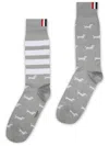 Thom Browne Printed-motif Socks In Grey