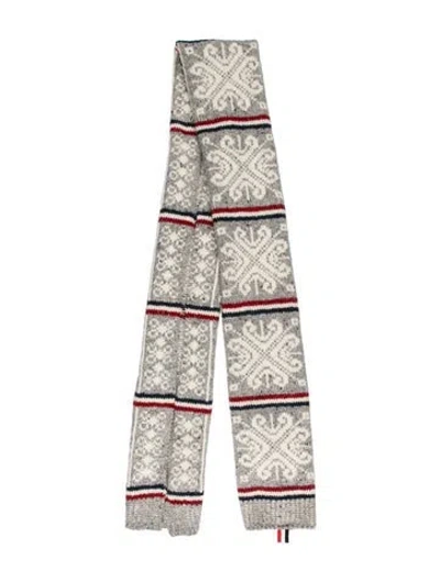 Pre-owned Thom Browne Printed Scarf In Gray