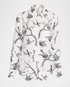 Thom Browne Printed Silk Button-down Shirt In White