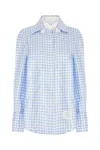 Thom Browne Printed Silk Shirt In Blue