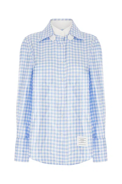 Thom Browne Printed Silk Shirt In Blue