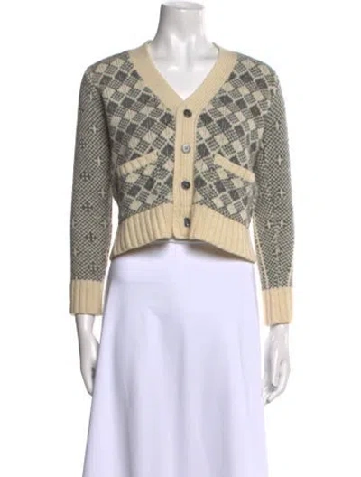 Pre-owned Thom Browne Printed V-neck Sweater In Neutral