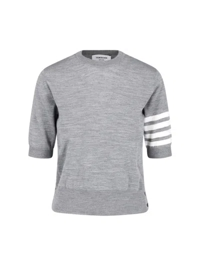 Thom Browne Virgin Wool Sweater "4-bar" In Grau