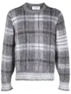 Thom Browne Tartan Check Jacquard Relaxed Fit Sweater In Grey