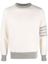 Thom Browne 4-bar Wool Crewneck Jumper In White