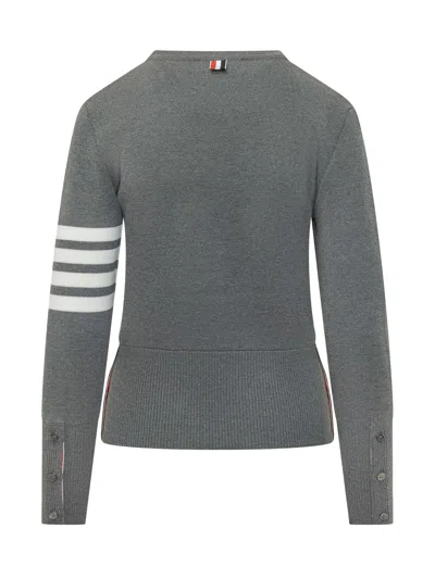 Thom Browne Pullover Knitwear With Quattro Details - Medium In Gray