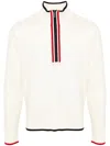 Thom Browne Off-white Wool Funnel Neck Sweater In 100 - White