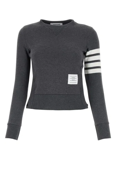 Thom Browne Pullover Sweatshirt W/ Engineered 4 Bar-38 Nd  Female In Gray