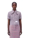 Thom Browne Pussy-bow Check-pattern Blouse In Multicolor