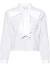 Thom Browne Pussy-bow Collar Cotton Blouse In Grey