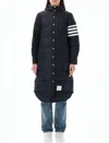 Thom Browne Quilted Hooded Down Coat With Gold-tone Buttons In Blue
