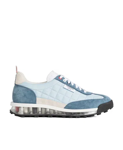 Thom Browne Quilted Lace-up Sneakers In Light Blue