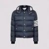 Thom Browne Quilted Padded Jacket With Detachable Hood And Bold Stripes In Black
