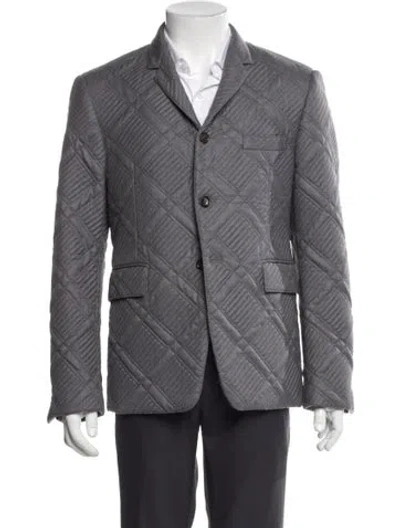 Pre-owned Thom Browne Quilted Pattern Wool Blazer In Gray