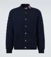 Thom Browne Blue Quilted Jacket With Bomber Collar And Logo Embroidery On The Collar In Blue