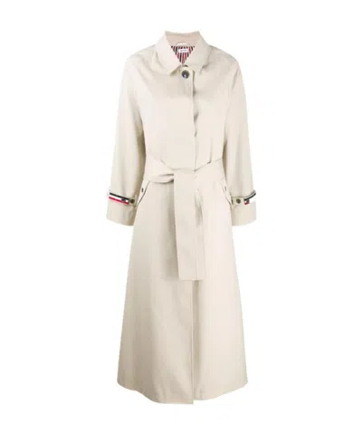 Thom Browne Raglan-sleeve Waterproof Trench Overcoat In White