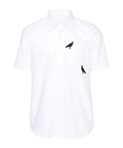 Thom Browne Raven-embroidered Cotton Shirt In White