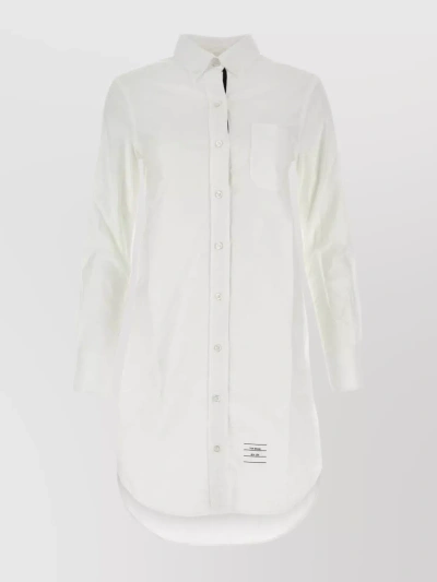Thom Browne Rwb Cotton Shirt Dress In Grey