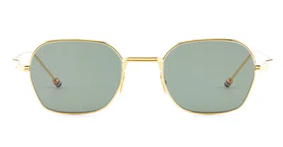 Thom Browne Rectangular - Yellow Gold / Green Lens Sunglasses