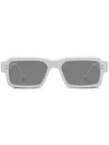 Thom Browne Rectangular-frame Sunglasses In White