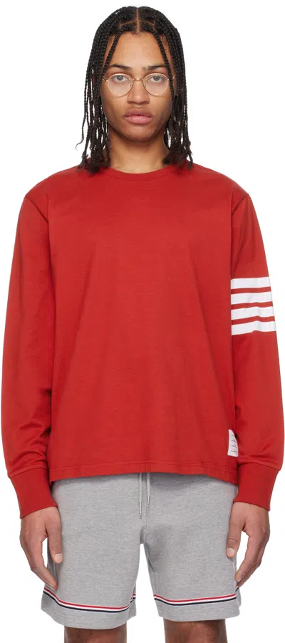 Thom Browne Red 4-bar Long Sleeve Rugby T-shirt In 600 Red