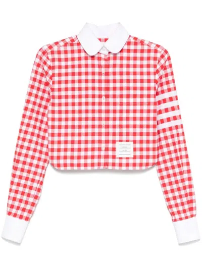 THOM BROWNE WOMEN RED CROPPED SHIRT, XS LUXURY SHIRTS FOR WOMEN DARVEYS