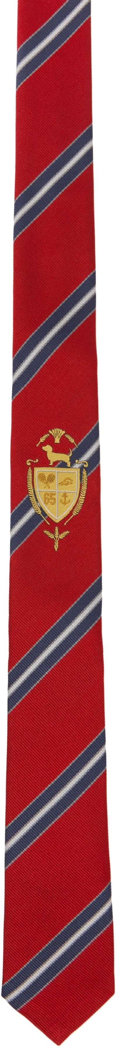 Thom Browne School Stripe Crest Classic Tie In Red