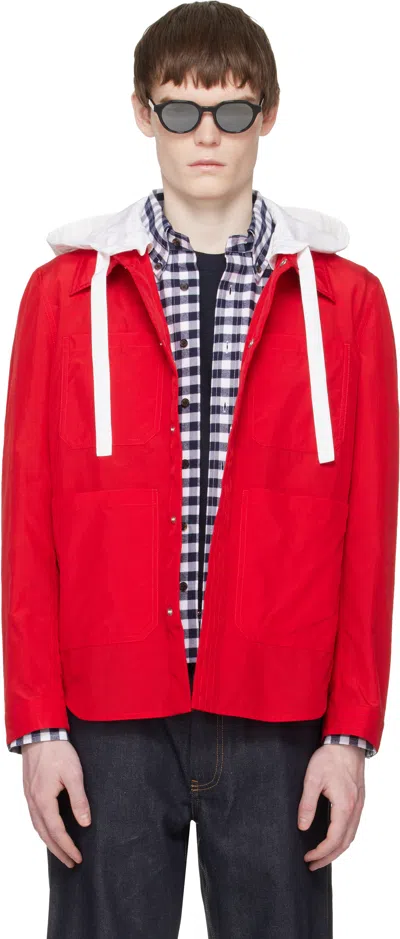 Thom Browne Red Utility Patch Pocket Jacket