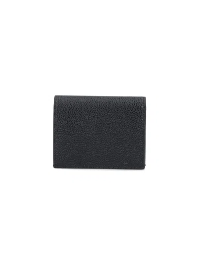 Thom Browne Refined Black Leather Wallet With Tricolor Grosgrain Lining