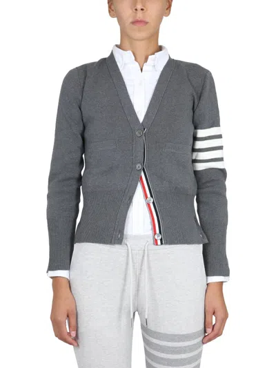 Thom Browne Regular Fit Cardigan With Scollo A V For Women - Size 40 It In Gray