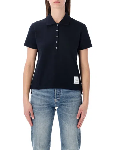 Thom Browne Relaxed Fit Cotton Piqué Polo In Black