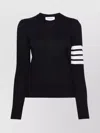 Thom Browne Long Sleeve Wool Sweater With Contrasting Stripe Detail In Black