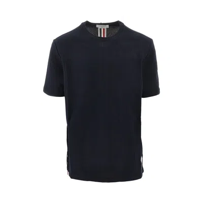 Thom Browne Relaxed Fit Piquet T-shirt In Black