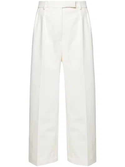 Thom Browne Relaxed Fit Pleated Trouser In Cotton Twill In White
