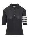 Thom Browne Relaxed Fit Polo With Four Bands In Brown
