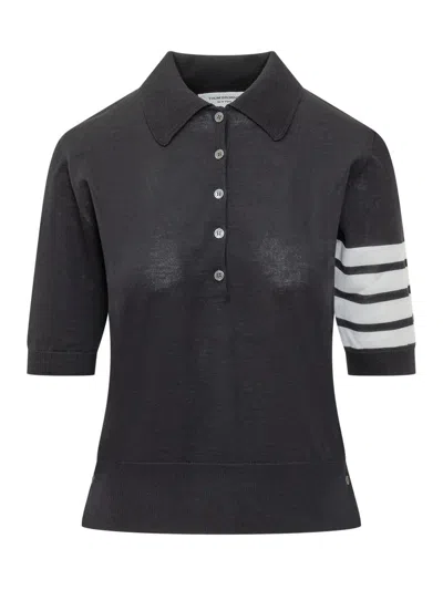 Thom Browne Relaxed Fit Polo With Four Bands