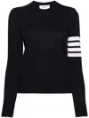 Thom Browne Relaxed Fit Pullover With 4 Bars In Fine Merino Wool Clothing In Black